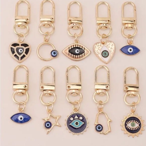 Gold and Blue Evil Eye Keychain Choose One - Picture 1 of 2